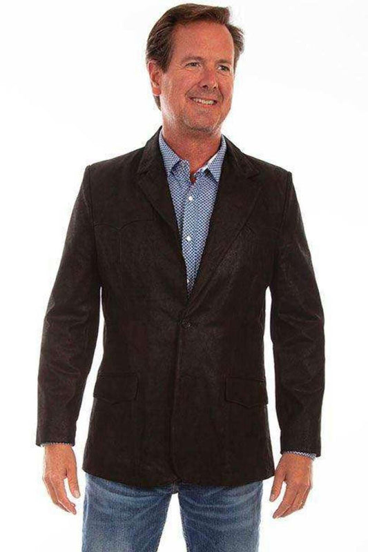 Scully Men's Western Leather Suede Sport Coat Blazer - Black