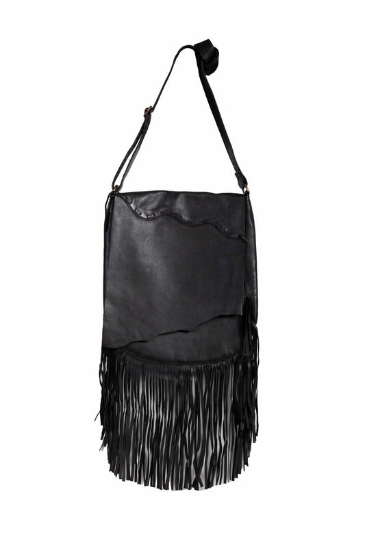 Scully Soft Leather Fringe Crossbody Bag - Black