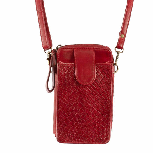 Scully Compact Leather Crossbody Handbag - Red