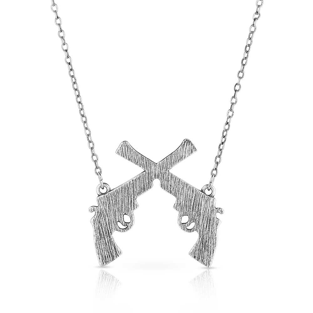 Montana Silversmiths Crossed Pistols Pendant Necklace