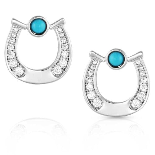 Montana Silversmiths Western Lifestyle Horseshoe Earrings (Destined Luck Turquoise Crystal)