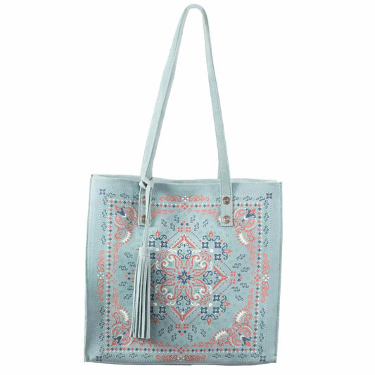 Scully Soft Structure Suede Leather Tote - Turquoise