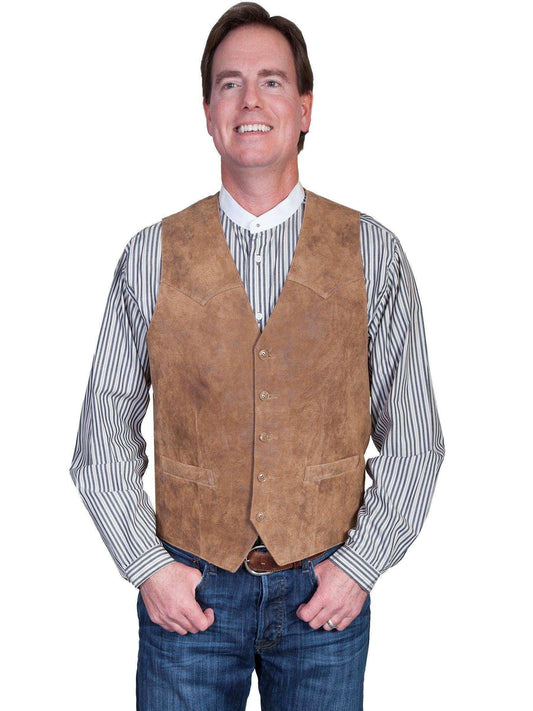 Scully Men's Lamb Leather Western Vest - Maple