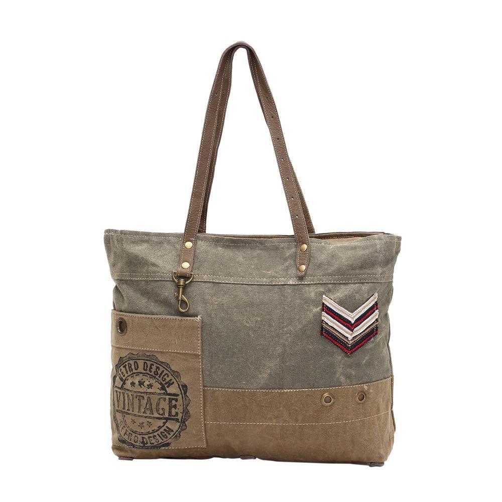 Myra Bag Military Badge Canvas Tote Bag