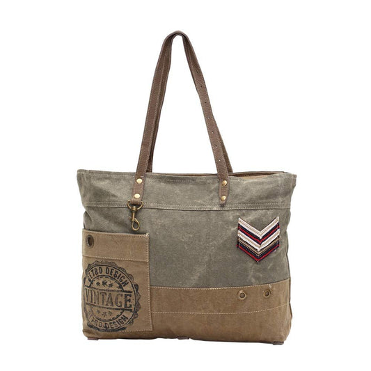 Myra Bag Military Badge Canvas Tote Bag