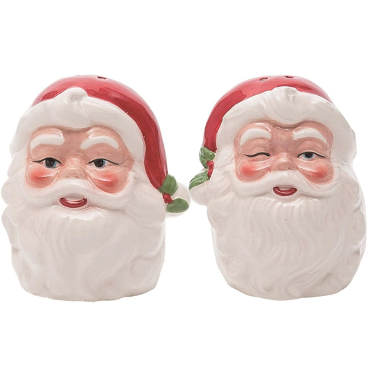 Vintage Santa Shaped Salt and Pepper Shaker Set