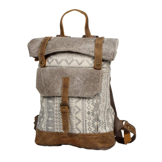 Myra Bag Classy Backpack Bag in Ivory and Brown
