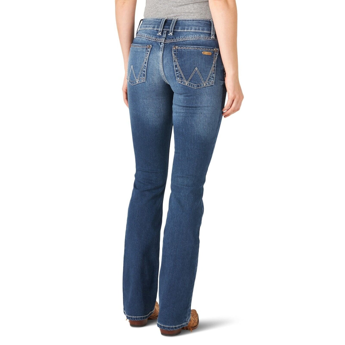 Wrangler Women's Retro Mae Mid Rise Stretch Boot Cut Jean Comfort Wash Dark New