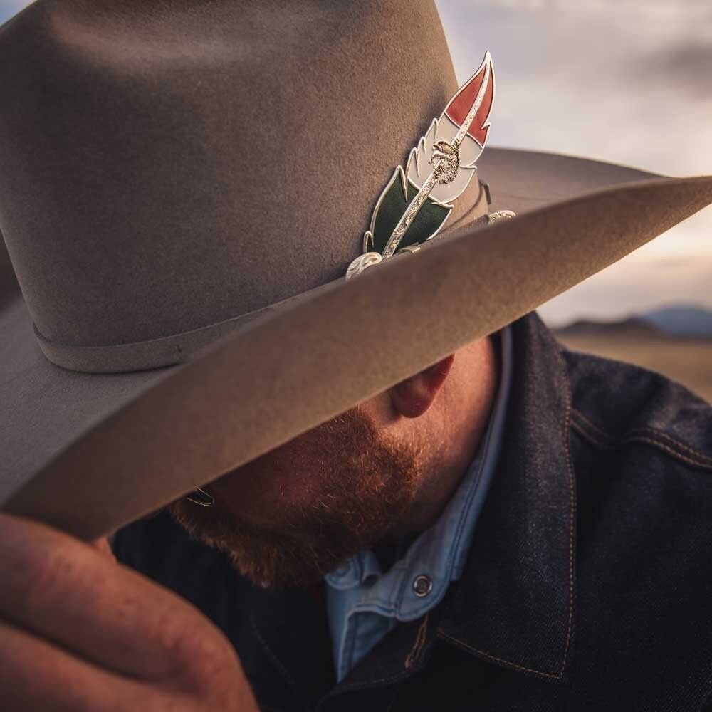 Montana Silversmiths Men's Mexico Flag Hat Feather  Silver