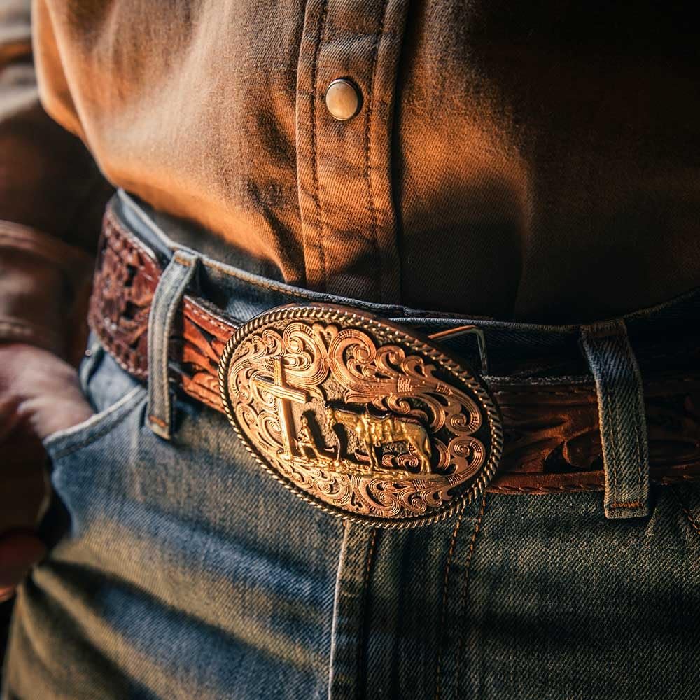 Montana Silversmiths Tri-tone Christian Cowboy Belt Buckle