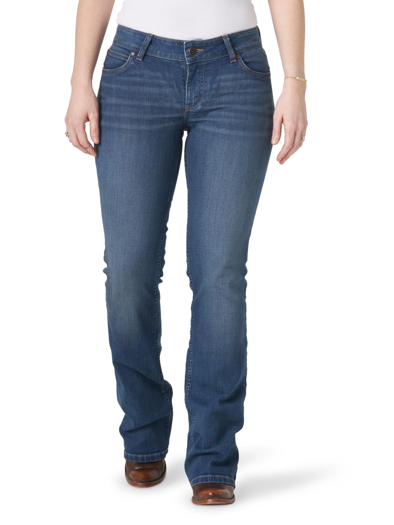 Wrangler Women's Retro Mae Mid Rise Stretch Boot Cut Jean Comfort Wash Dark New