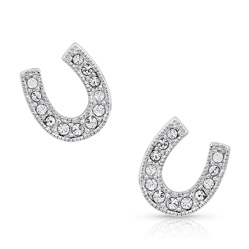 Montana Silversmiths Crystal Clear Stuck on Luck Horseshoe Earrings