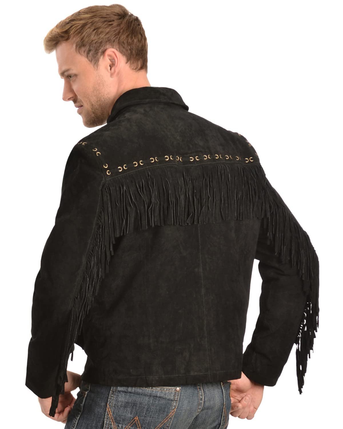 Scully Men's Boar Suede Fringe Leather Jacket - Black