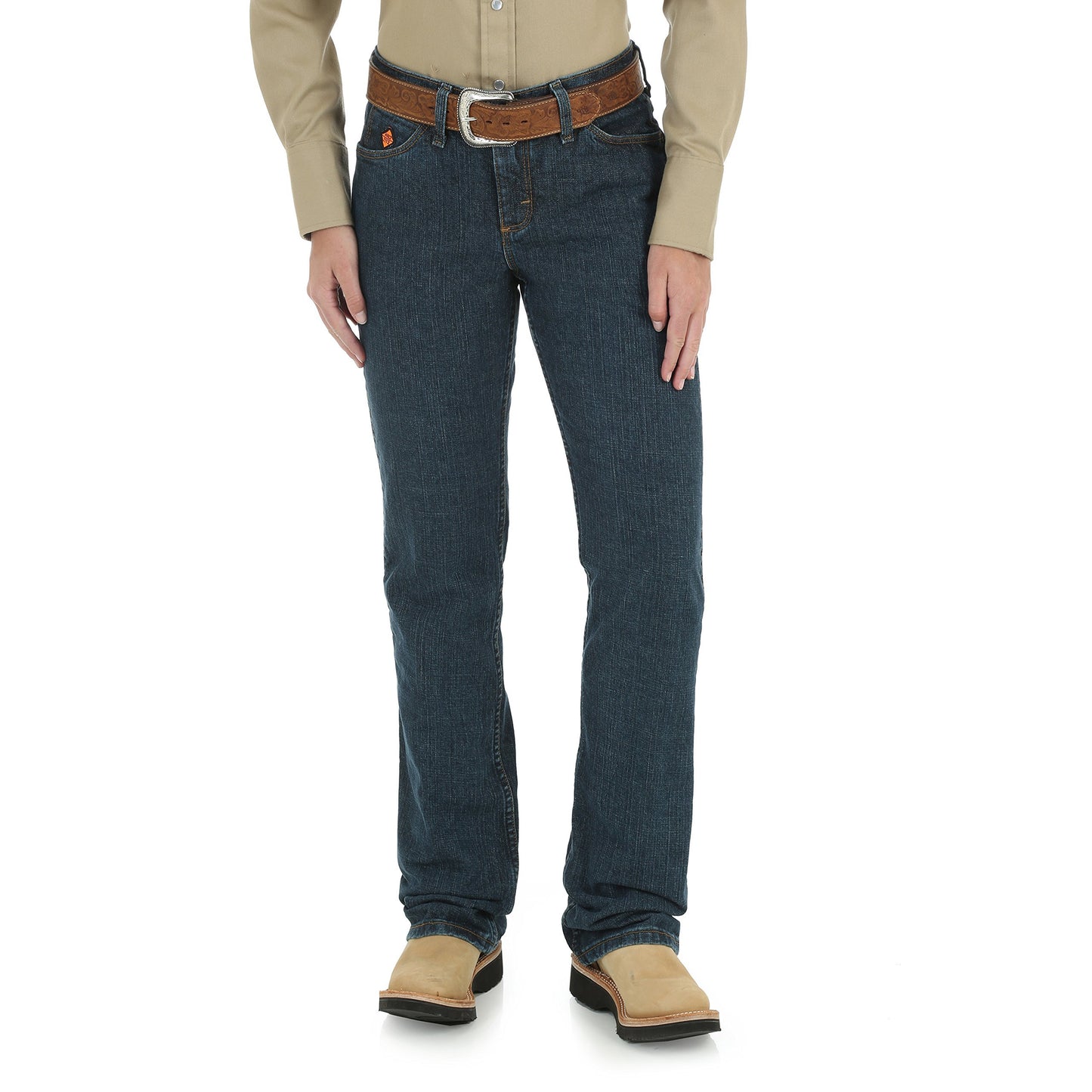 Wrangler Riggs Workwear womens Fr Western Mid Rise Boot Cut jeans, Blue Stone, 7W x 34L US