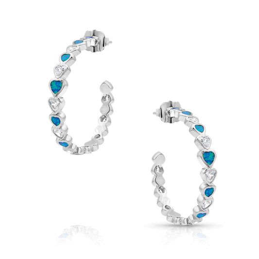 Montana Silversmiths Women's River Of Lights Hearts Hoop Earrings Silver One Size