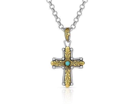Montana Silversmiths Christian Faith Cross Men's Necklace (At The Center of Faith Cross Necklace)