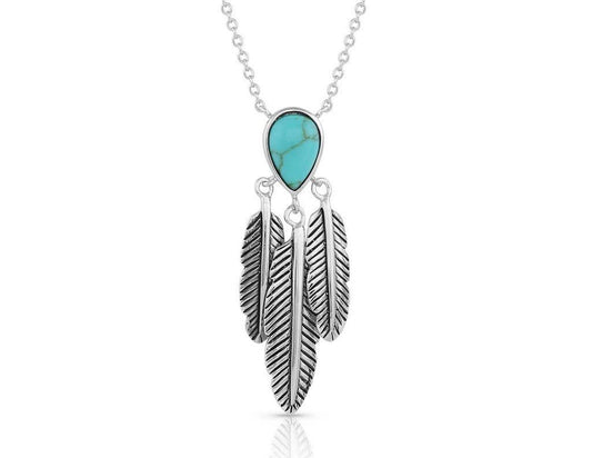 Montana Silversmiths Women's Spirit Tears Feather Turquoise Necklace - NC5287 One Size