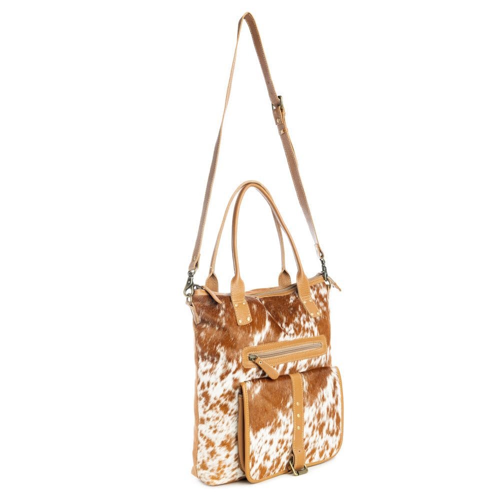 Myra Bag Tote Bag with Zipper in Mesa Maverick Hair-On Hide Detachable Strap L