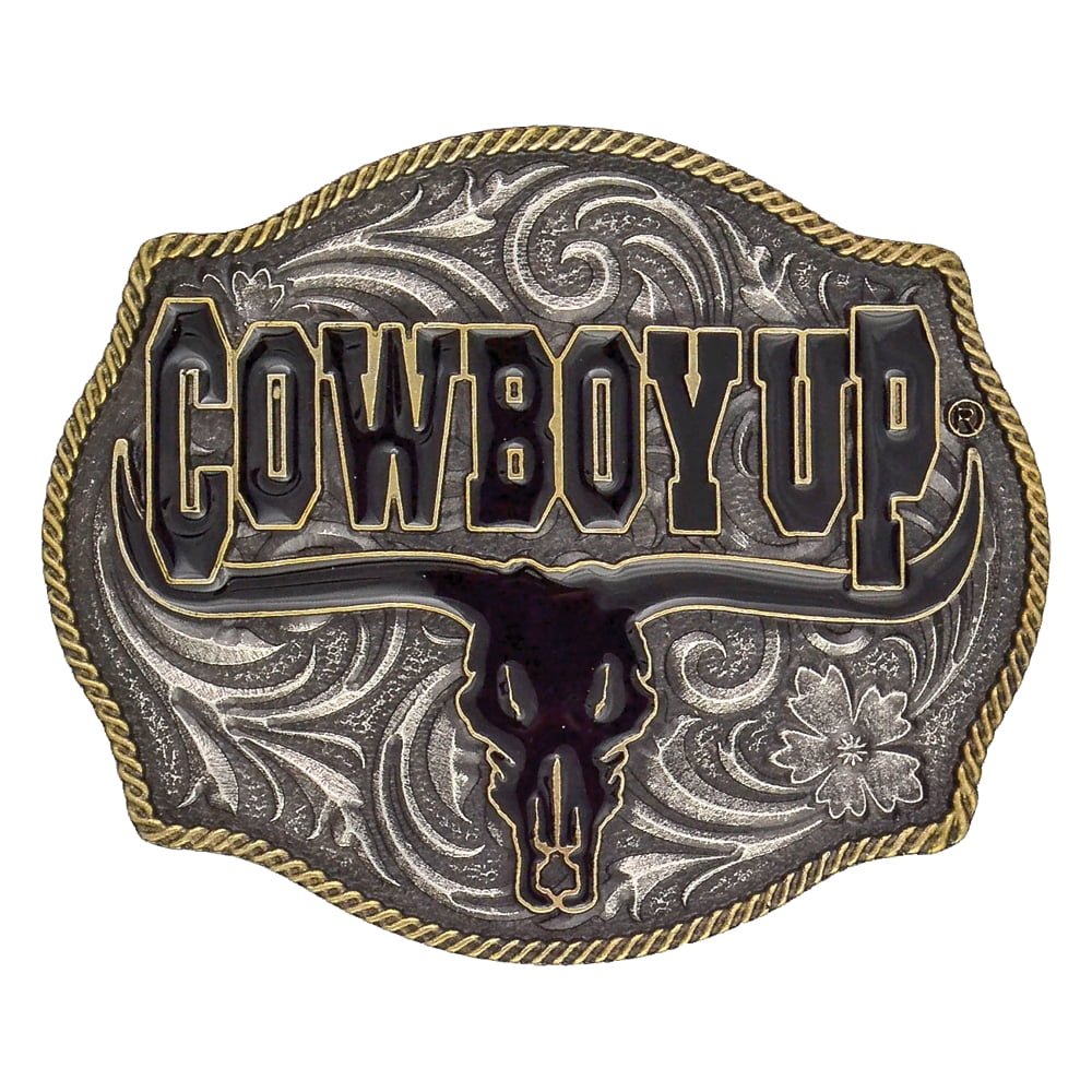 Montana Silversmiths Cowboy Up Says The Bull - Acc Buckle  - A354