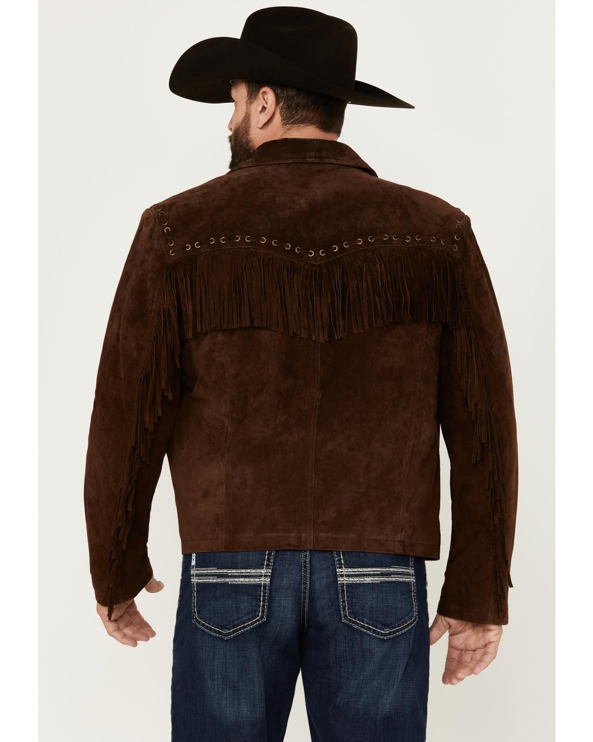 Scully Men's Boar Suede Fringe Leather Jacket - Chocolate