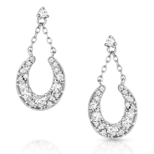 Montana Silversmiths Western Lifestyle Horseshoe Earrings (Intentional Luck Crystal Drop)