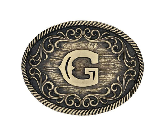 Montana Silversmiths Unisex Filigree Initial G Belt Buckle Bronze One Size