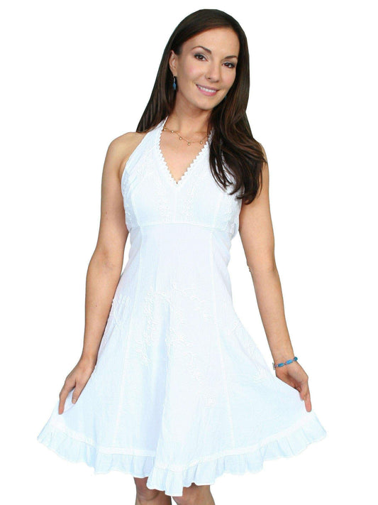 Scully Women's Peruvian Cotton Halter Top Cantina Mini Dress - White