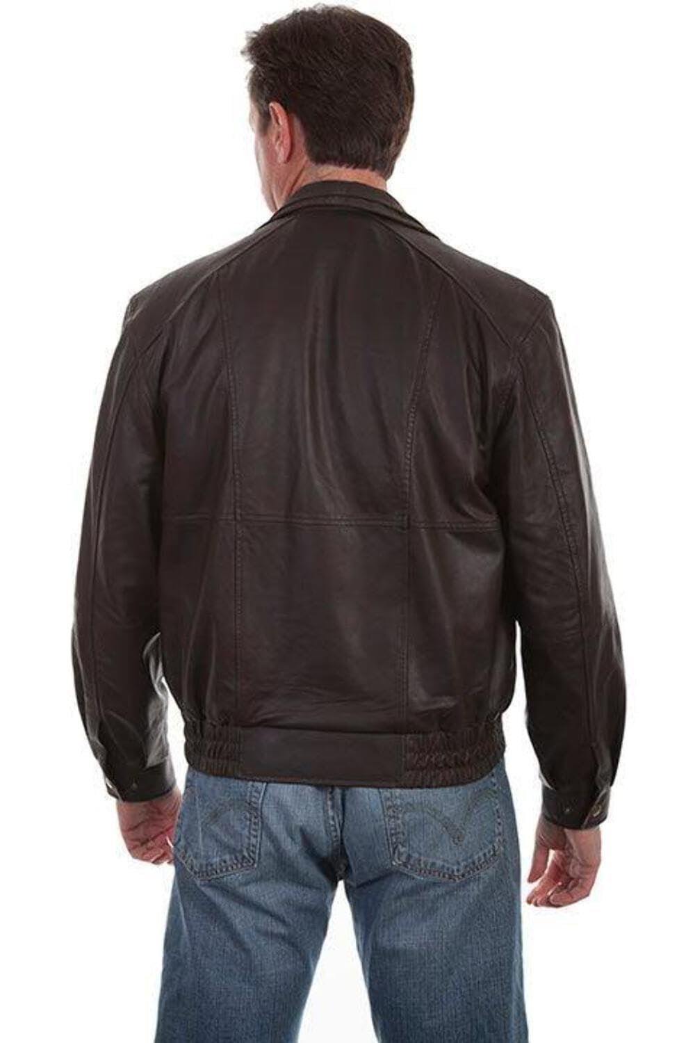 Scully Men's Leather Double Collar Featherlite Jacket - Chocolate/Olive