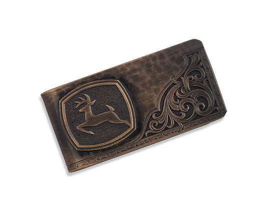 Montana Silversmiths Western Themed Money Clip, Made In USA (Filigree John Deere - Bronze)