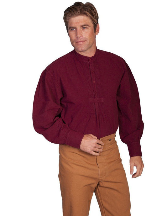 Scully Men's Wahmaker Pleated Front Puffed Sleeve Shirt - Burgundy