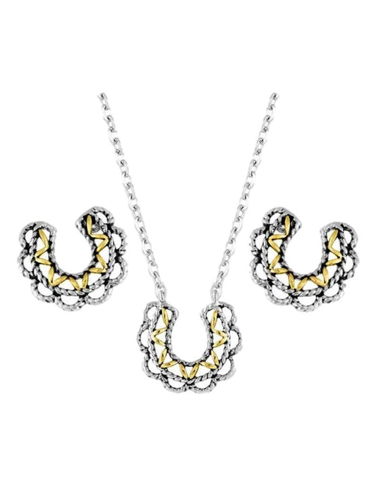 Montana Silversmiths Western Lifestyle Horseshoe Jewelry Set (Lucky Montana Gold Horseshoe)