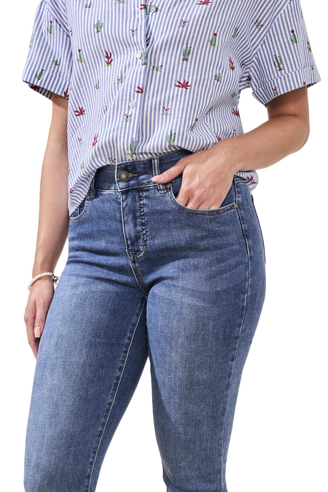 Tribal Women's Sophia Curvy Straight Fit Jeans (Regular, Plus and Petite Sizes)