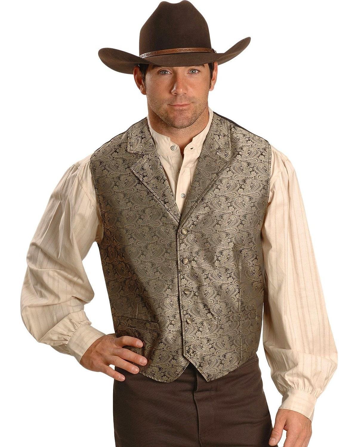 Scully Rangewear Men's Paisley Button Vest - Taupe