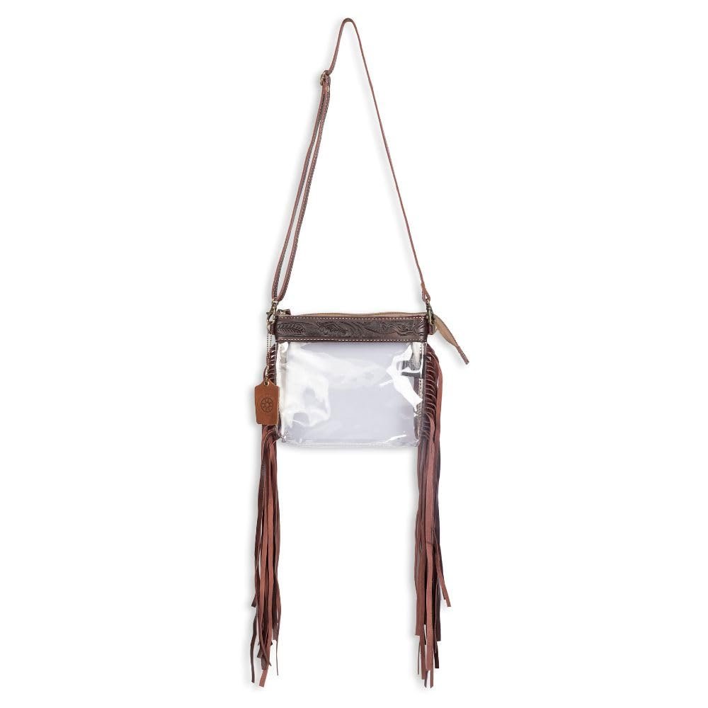 Myra Bag Clear Leather Fringe Purse