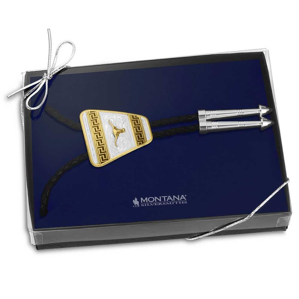 Montana Silversmiths Honor and Grit Bolo Tie With Longhorn