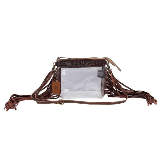 Myra Bag Clear Leather Fringe Purse
