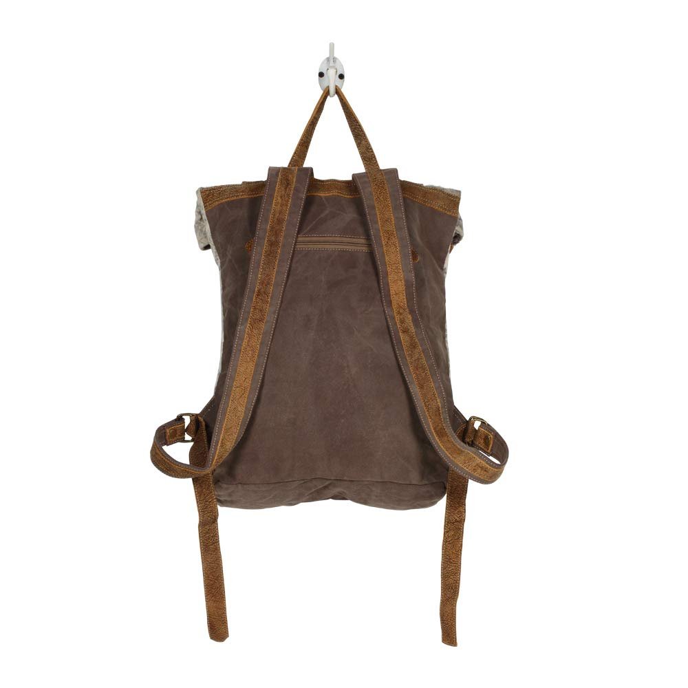 Myra Bag Classy Backpack Bag in Ivory and Brown