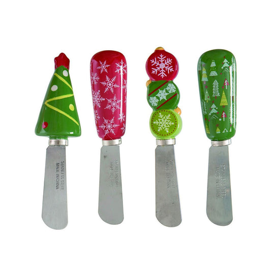 Holiday Christmas Ceramic Cheese Spreaders Set